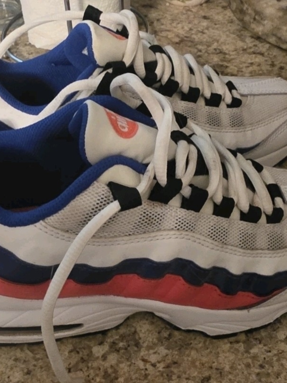 Nike Kids White Sneakers with Blue and Coral Accents